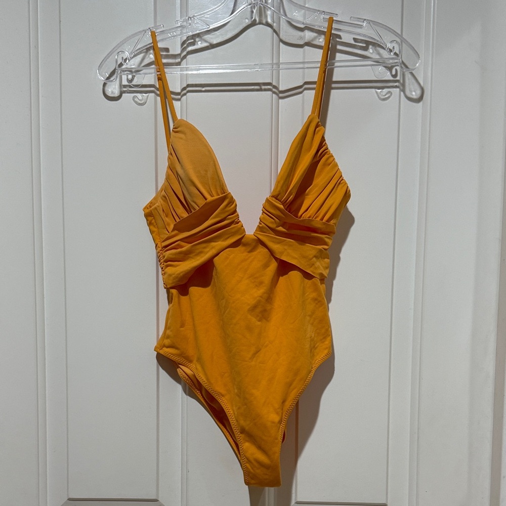 Zara Orange Ruched Swimsuit